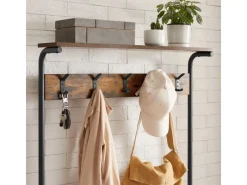 Vasagle Garderobenständer 5 Ebenen 32,2 cm x 80 cm x 182 cm Braun-Schwarz