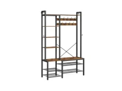 Vasagle Garderobenständer mit Stauraum 40 cm x 120 cm x 190 cm Braun-Schwarz