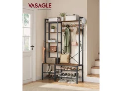 Vasagle Garderobenständer mit Stauraum 40 cm x 120 cm x 190 cm Braun-Schwarz