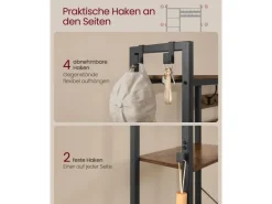 Vasagle Garderobenständer mit Stauraum 40 cm x 120 cm x 190 cm Braun-Schwarz