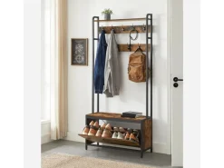 Vasagle Garderobenständer mit Sitzbank 30 cm x 85 cm x 180 cm Braun-Schwarz