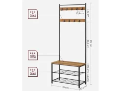 Clearance Vasagle Garderobenständer 32 cm x 70 cm x 177 cm Braun-Schwarz