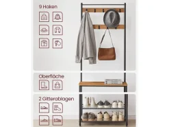 Clearance Vasagle Garderobenständer 32 cm x 70 cm x 177 cm Braun-Schwarz