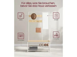 Vasagle Garderobenständer Modern 35 cm x 98 cm x 180 cm Eiche-Weiß