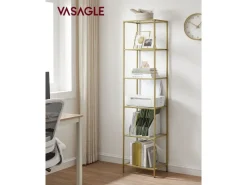 Discount Vasagle Glasregal 6 Ablagen 30 cm x 40 cm x 177,3 cm Gold