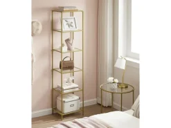 Discount Vasagle Glasregal 6 Ablagen 30 cm x 40 cm x 177,3 cm Gold