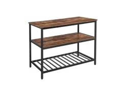 Vasagle Küchenregal 3 Ablagen 60 cm x 120 cm x 90 cm Braun-Schwarz