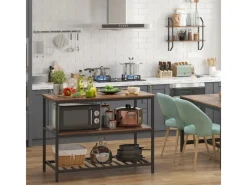 Vasagle Küchenregal 3 Ablagen 60 cm x 120 cm x 90 cm Braun-Schwarz