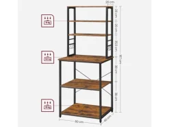 Vasagle Küchenregal 40 cm x 60 cm x 167 cm Braun-Schwarz