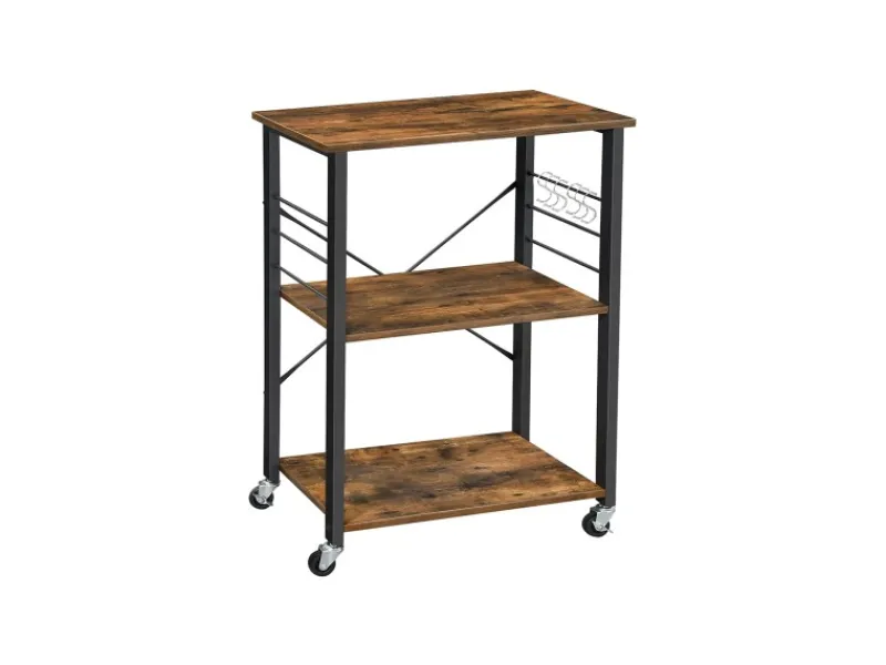 Sale Vasagle Küchenregal mit Rollen 40 cm x 60 cm x 89 cm Braun-Schwarz