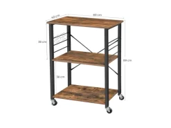Sale Vasagle Küchenregal mit Rollen 40 cm x 60 cm x 89 cm Braun-Schwarz