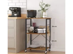 Sale Vasagle Küchenregal mit Rollen 40 cm x 60 cm x 89 cm Braun-Schwarz