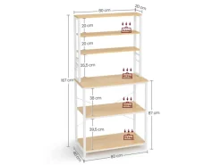 Sale Vasagle Küchenregal Stahl 40 cm x 80 cm x 167 cm Eichefarben-Weiß