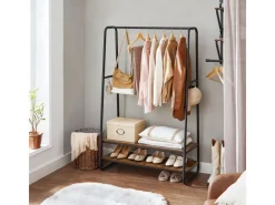 Vasagle Kleiderständer mit 2 Regalen 45 cm x 100 cm x 160 cm Braun-Schwarz