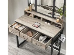 Vasagle Schminktisch mit Hocker Greige-Schwarz