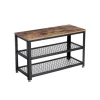 Vasagle Schuhbank mit 2 Gitterablagen 30 cm x 73 cm x 45 cm Braun-Schwarz