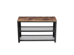 Vasagle Schuhbank mit 2 Gitterablagen 30 cm x 73 cm x 45 cm Braun-Schwarz