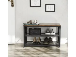 Vasagle Schuhbank mit 2 Gitterablagen 30 cm x 73 cm x 45 cm Braun-Schwarz