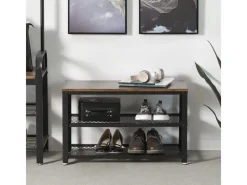 Vasagle Schuhbank mit 2 Gitterablagen 30 cm x 73 cm x 45 cm Braun-Schwarz