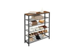 Vasagle Schuhregal 5 Ebenen 30 cm x 100 cm x 110 cm Braun-Schwarz
