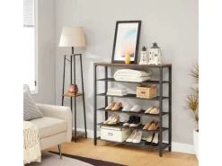 Vasagle Schuhregal 5 Ebenen 30 cm x 100 cm x 110 cm Braun-Schwarz