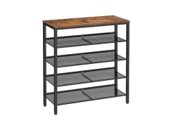 Discount Vasagle Schuhregal 5 Ebenen 30 cm x 93 cm x 75 cm Braun-Schwarz