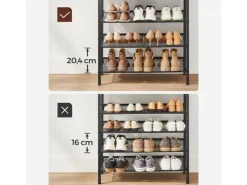 Discount Vasagle Schuhregal 5 Ebenen 30 cm x 93 cm x 75 cm Braun-Schwarz