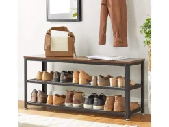 Vasagle Schuhregal 2 Gitterablagen 30 cm x 100 cm x 45 cm Braun-Schwarz