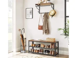 Vasagle Schuhregal 2 Gitterablagen 30 cm x 100 cm x 45 cm Braun-Schwarz