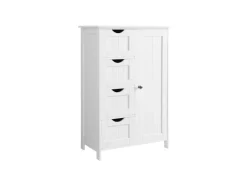 Vasagle Sideboard mit 4 Schubladen 30 cm x 55 cm x 81 cm Weiß