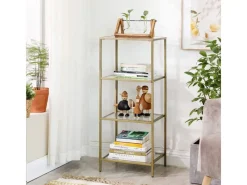 Online Vasagle Standregal 4 Ablagen Hartglas 30 cm x 40 cm x 95 cm Gold