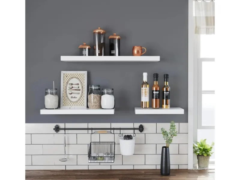 Vasagle Wandboard 40 cm x 20 cm x 3,8 cm Weiß