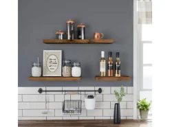 Vasagle Wandboard 20 cm x 80 cm x 3,8 cm Braun