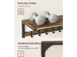 Vasagle Wandgarderobe mit Ablage 30 cm x 80 cm x 42 cm Braun-Schwarz