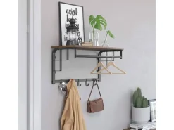 Vasagle Wandgarderobe mit Aufbewahrungsregal 30 cm x 66 cm x 27 cm Braun-Schwarz