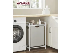 Hot Vasagle Wäschesammler 50 cm x 33 cm x 72 cm Weiß