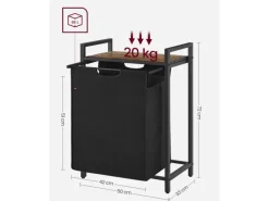Clearance Vasagle Wäschesammler mit Ablage 50 cm x 33 cm x 72 cm Braun-Schwarz