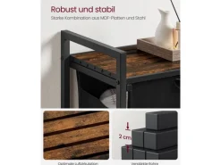 Clearance Vasagle Wäschesammler mit Ablage 50 cm x 33 cm x 72 cm Braun-Schwarz