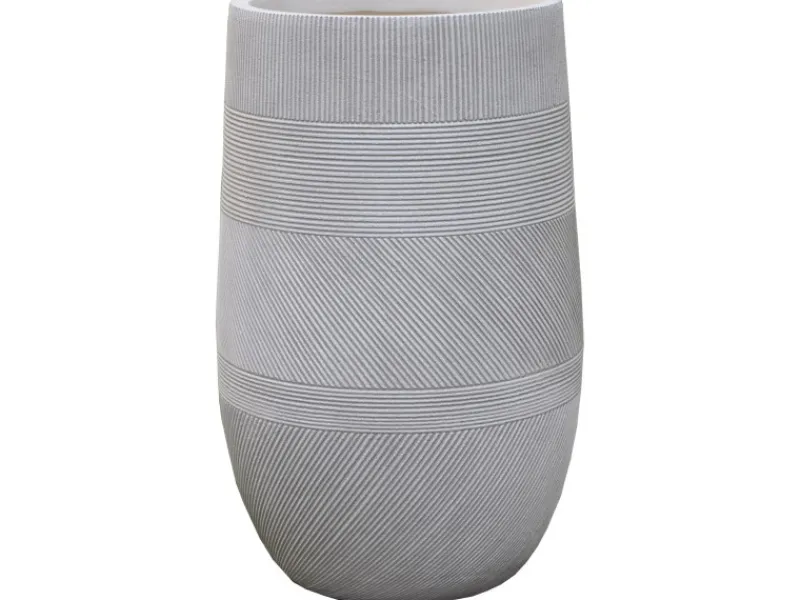Vase Varying Stripes Fibre-Clay Ø 24 cm x 39 cm Antikweiß