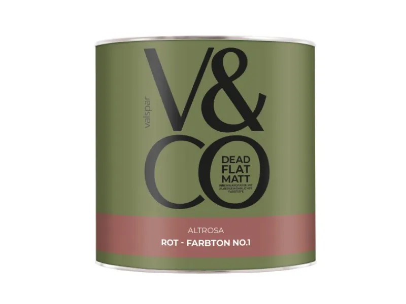 Best V&CO Premium-Innenfarbe Dead Flat Matt Rot Farbton 1 2,5 l Altrosa