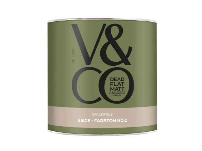 V&CO Premium-Innenfarbe Dead Flat Matt Beige Farbton 2 2,5 l