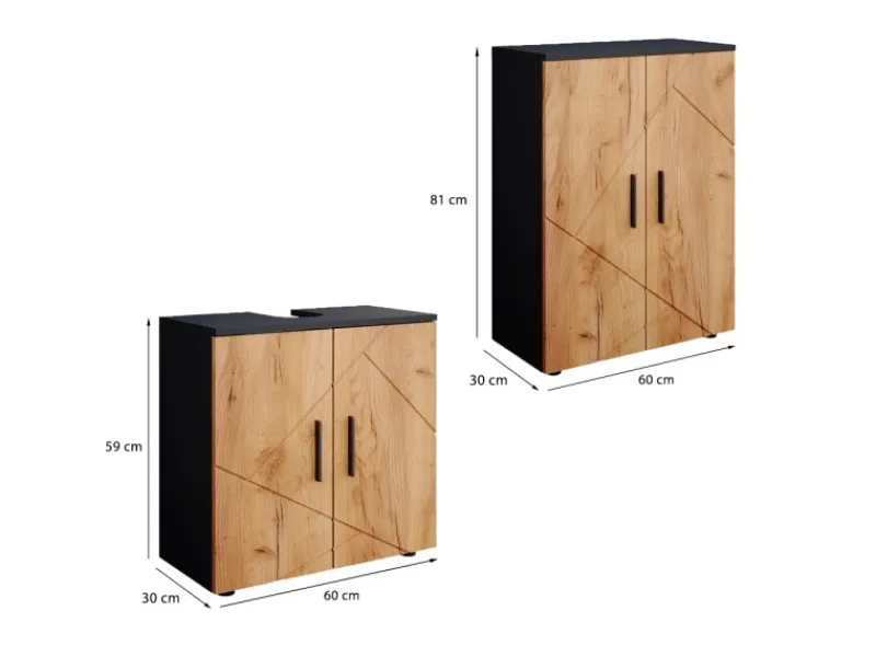 Online Vicco Badezimmermöbel-Set Irma Goldkraft Eiche/Anthrazit 2 Teile mit Midischrank Anthrazit-Eiche