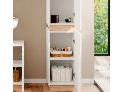 Clearance Vicco Badschrank Gloria /Sonoma 33 x 198 cm mit 2 Türen Weiß