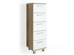 New Vicco Badschrank Ilias Sonoma/Weiß 30 x 95 cm Sonoma Eiche