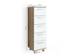 New Vicco Badschrank Ilias Sonoma/Weiß 30 x 95 cm Sonoma Eiche