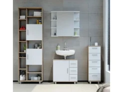 New Vicco Badschrank Ilias Sonoma/Weiß 30 x 95 cm Sonoma Eiche