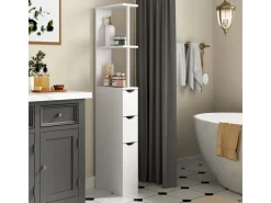 Vicco Badschrank Vera Weiß 137 x 15 cm mit 3 Schubladen