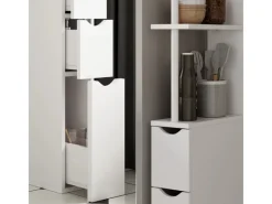 Vicco Badschrank Vera Weiß 137 x 15 cm mit 3 Schubladen