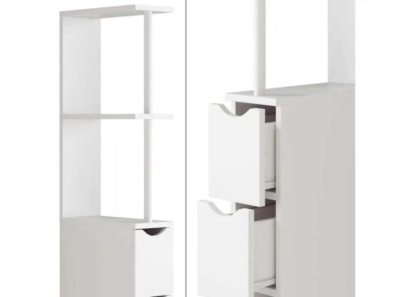 Vicco Badschrank Vera Weiß 137 x 15 cm mit 3 Schubladen