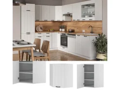 New Vicco Eckhängeschrank Fame-Line Küchen-Eckschrank Landhaus/ 57 cm Weiß